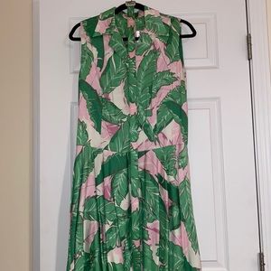 Pinup Couture Edie Dress in Pink Palms